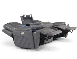 Mor Furniture Echo 3 Power Theater Sofa W/ Immersive Sound In Rainier Walnut Leather