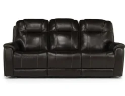 Mor Furniture Echo 3 Power Theater Sofa W/ Immersive Sound In Rainier Walnut Leather