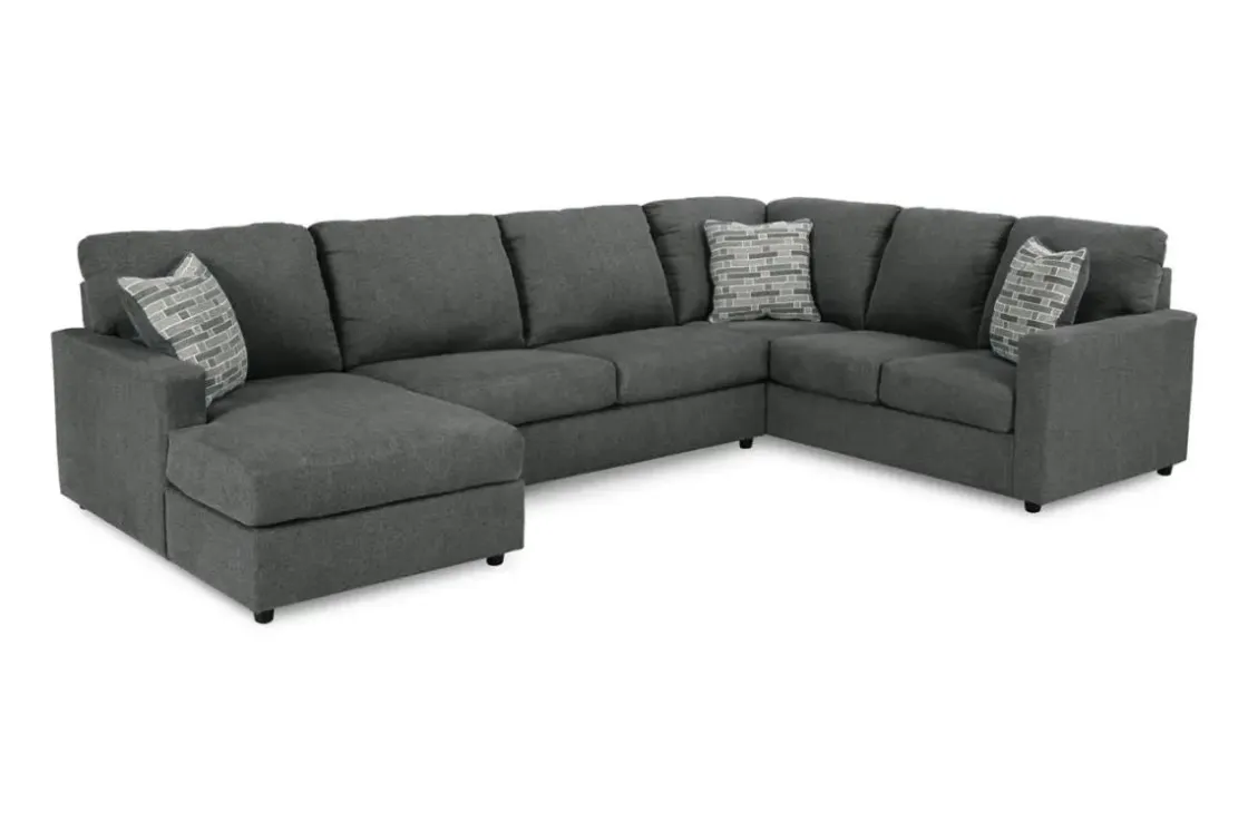 Mor Furniture Edenfield Tux Loveseat Chaise Sectional In Charcoal, Left Facing