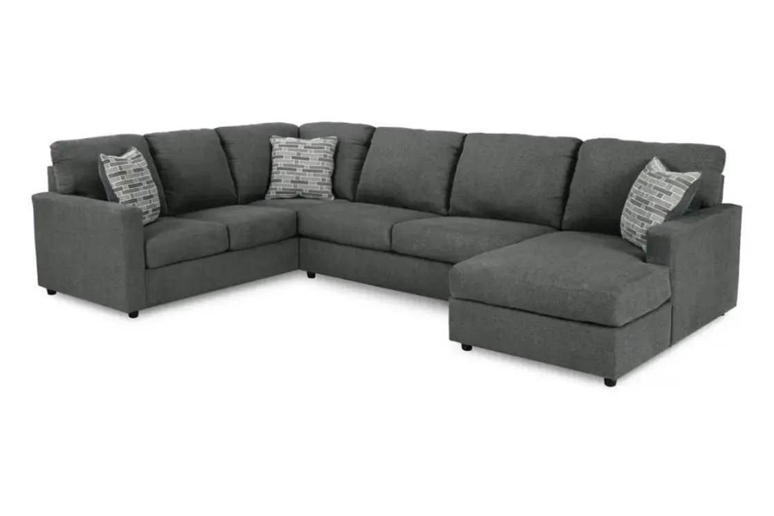 Mor Furniture Edenfield Tux Loveseat Chaise Sectional In Charcoal, Left Facing