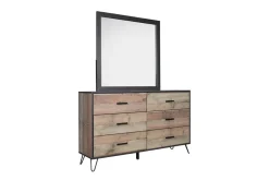 Mor Furniture Elk River Panel Bed, Dresser, Mirror & Nightstand In Rustic Brown, Twin