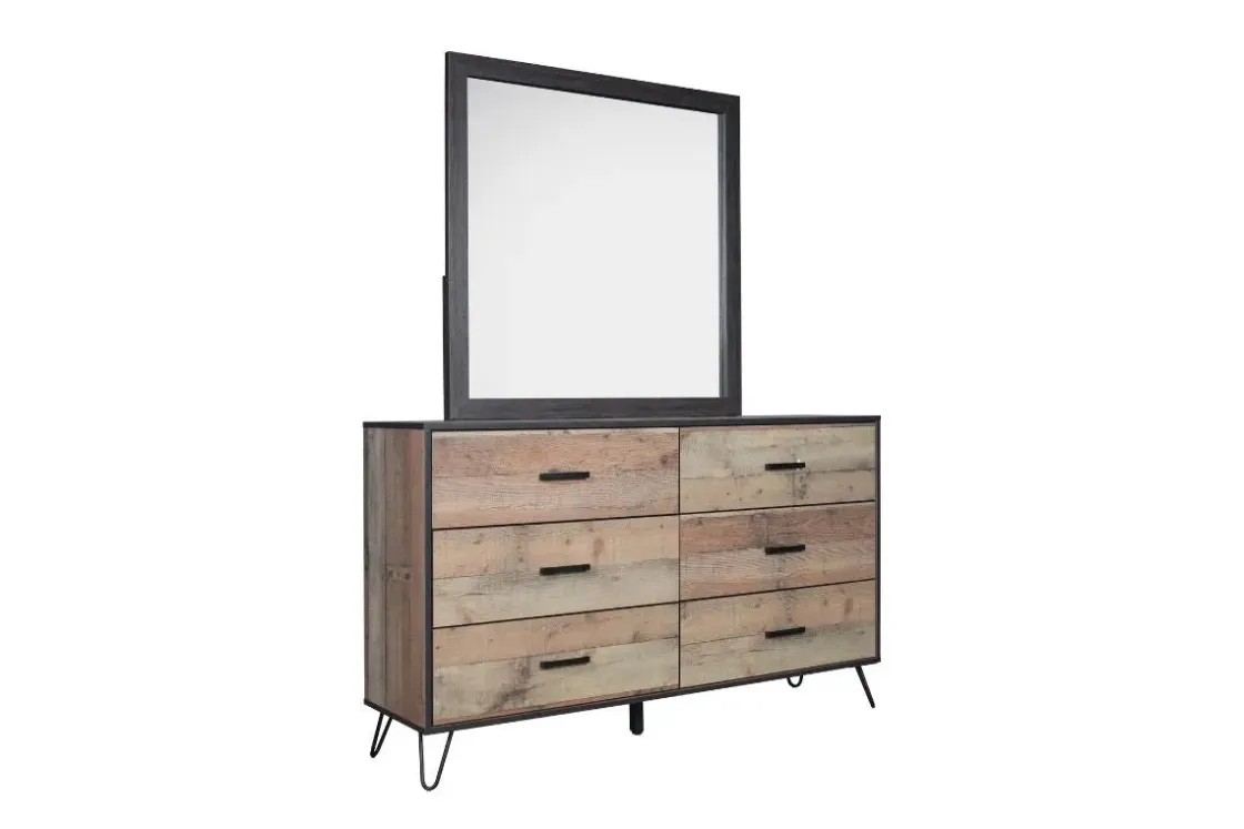 Mor Furniture Elk River Panel Bed, Dresser, Mirror & Nightstand In Rustic Brown, Twin