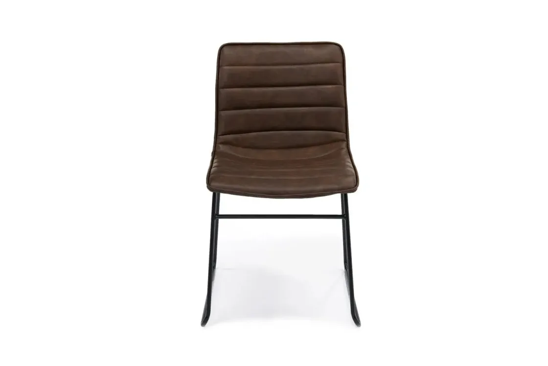 Mor Furniture Ella Side Chair In Slate Leather