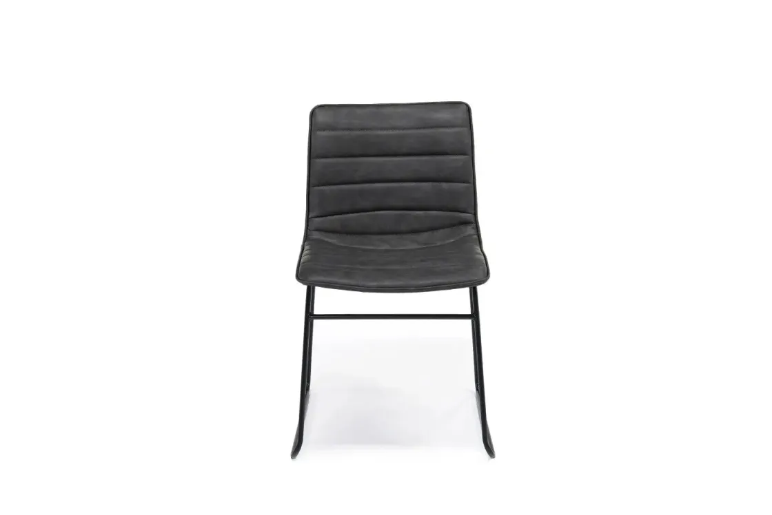 Mor Furniture Ella Side Chair In Slate Leather