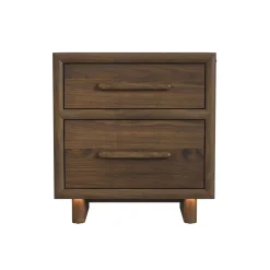 Mor Furniture Elm Upholstered Bed W/ Lights, Dresser, Mirror & Nightstand In Brown, Queen