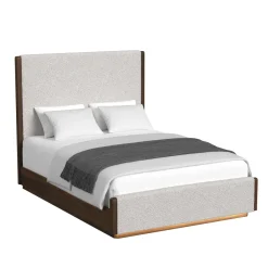 Mor Furniture Elm Upholstered Bed W/ Lights In Brown, Queen