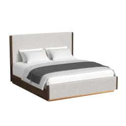 Mor Furniture Elm Upholstered Bed W/ Lights In Brown, Queen