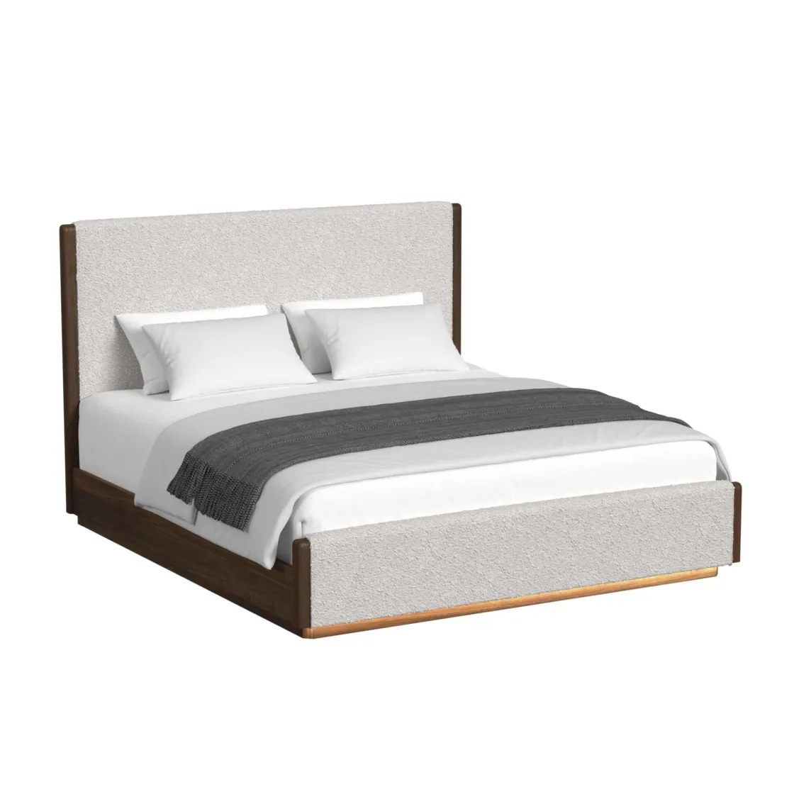 Mor Furniture Elm Upholstered Bed W/ Lights In Brown, Queen
