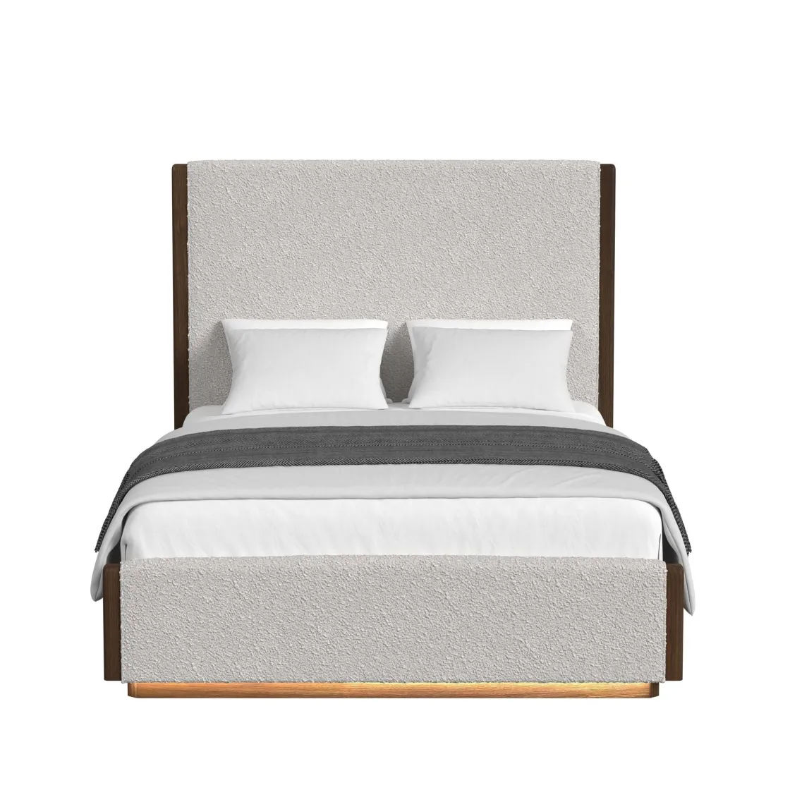 Mor Furniture Elm Upholstered Bed W/ Lights In Brown, Queen