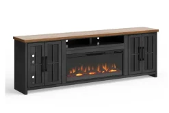 Mor Furniture Eloise Fireplace Console In Black & Whiskey, 96 Inch