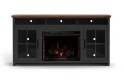 Mor Furniture Eloise Fireplace Console In Black & Whiskey, 96 Inch