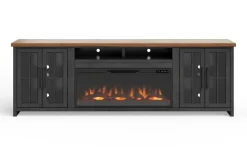 Mor Furniture Eloise Fireplace Console In Black & Whiskey, 96 Inch