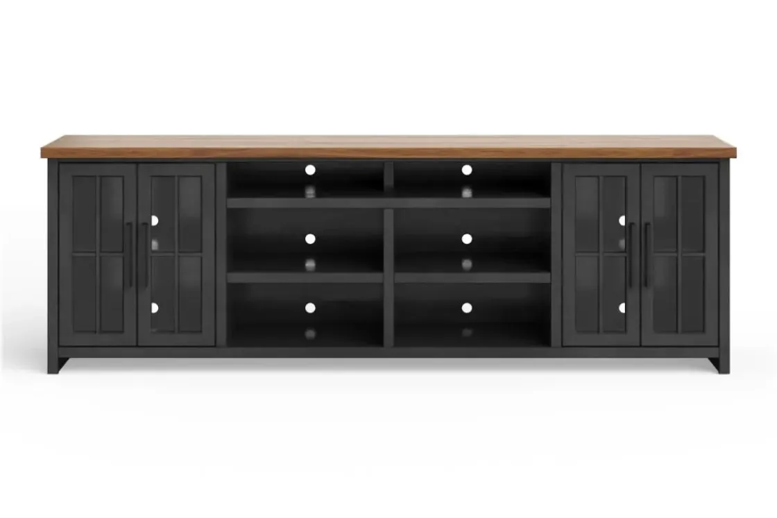 Mor Furniture Eloise Media Console In Black & Whiskey, 66 Inch