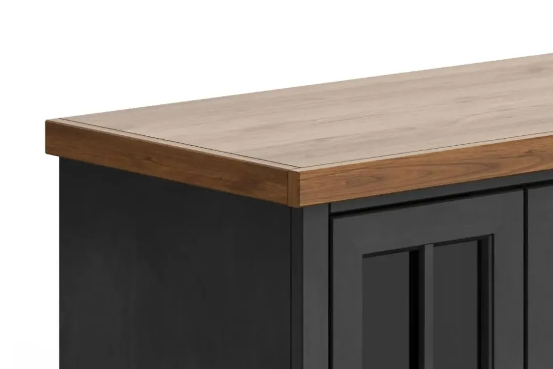 Mor Furniture Eloise Media Console In Black & Whiskey, 66 Inch