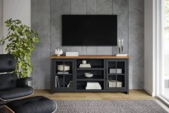 Mor Furniture Eloise Media Console In Black & Whiskey, 66 Inch