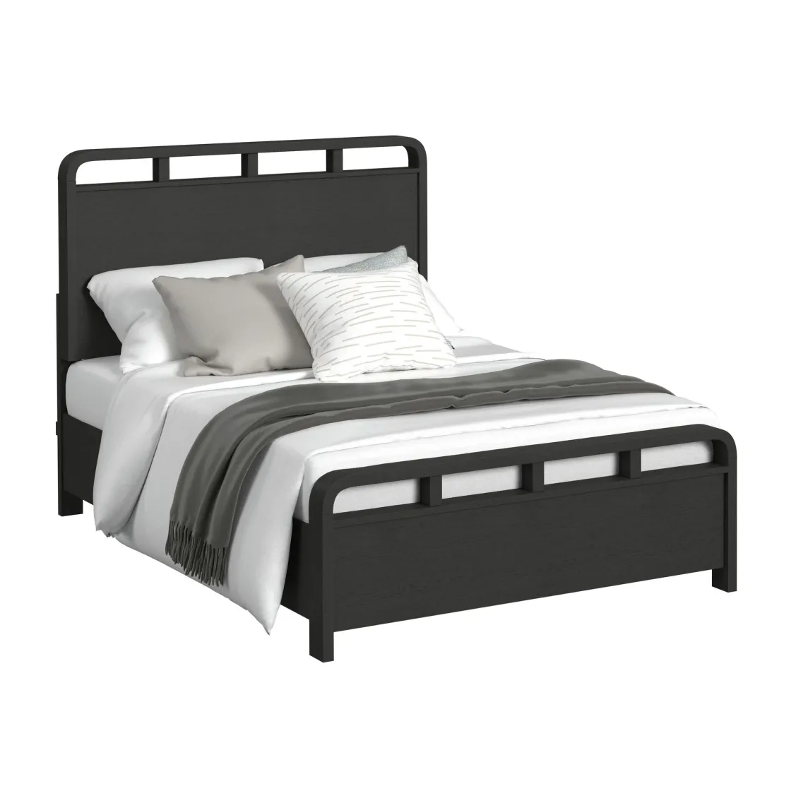 Mor Furniture Emberly Panel Bed, Dresser, Mirror & Nightstand In Black, Twin