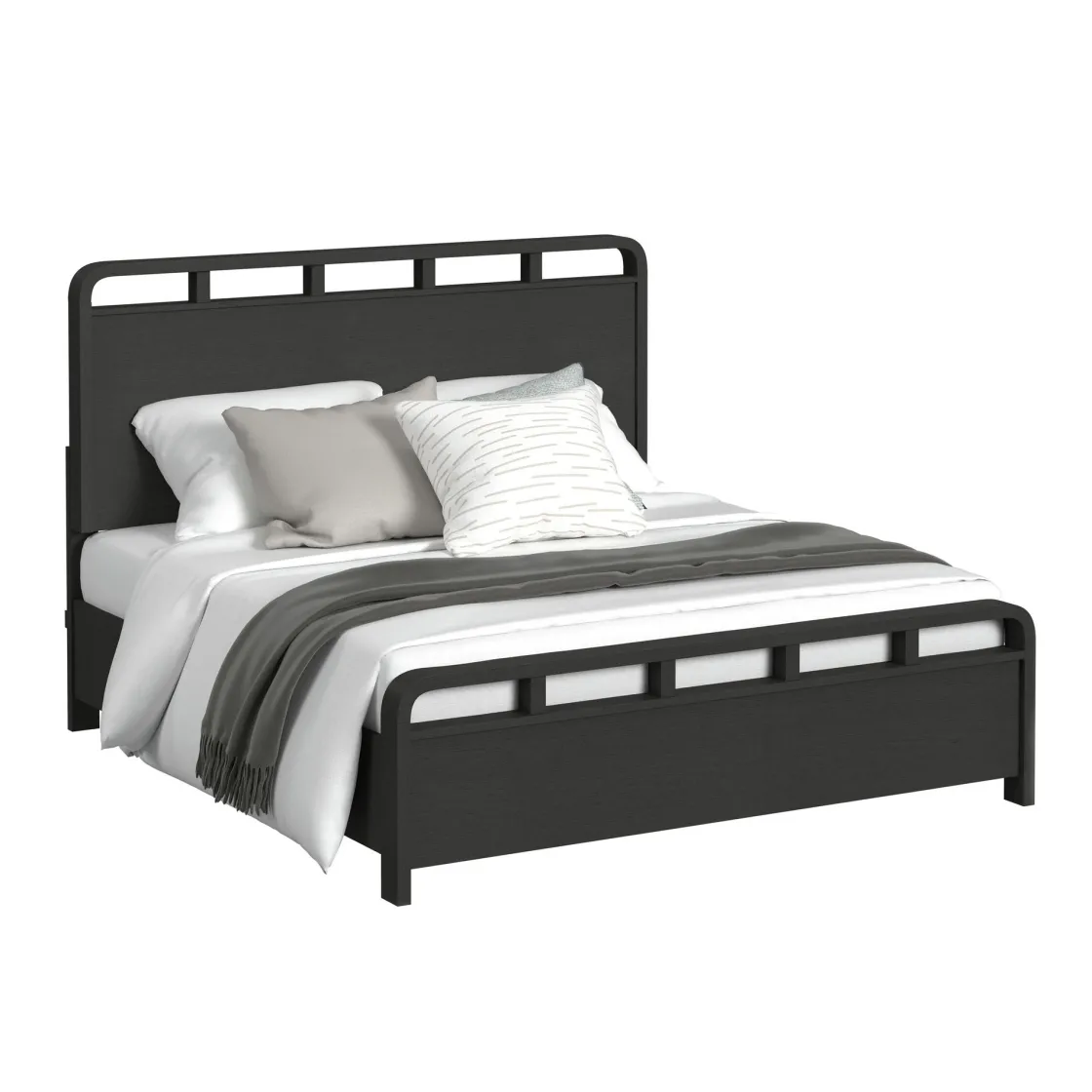 Mor Furniture Emberly Panel Bed, Dresser, Mirror & Nightstand In Black, Twin