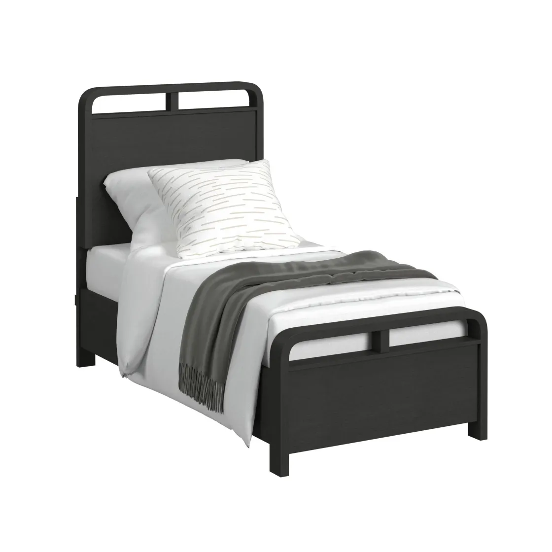 Mor Furniture Emberly Panel Bed, Dresser, Mirror & Nightstand In Black, Twin