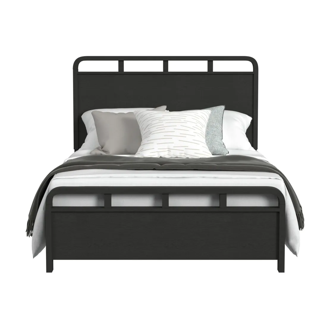 Mor Furniture Emberly Panel Bed, Dresser, Mirror & Nightstand In Black, Twin