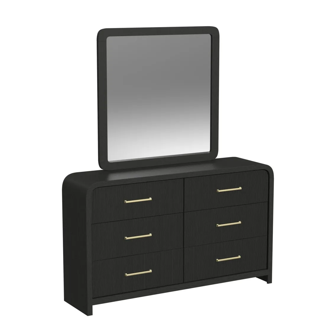 Mor Furniture Emberly Panel Bed, Dresser, Mirror & Nightstand In Black, Twin