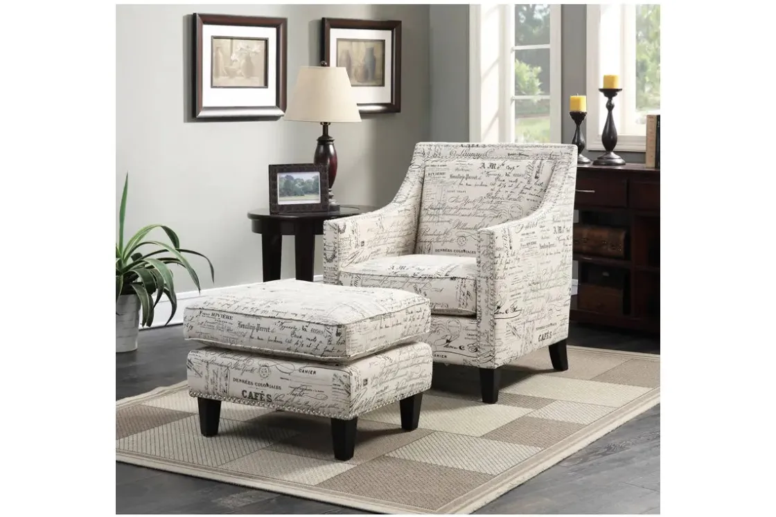 Mor Furniture Emery Ottoman In French Script