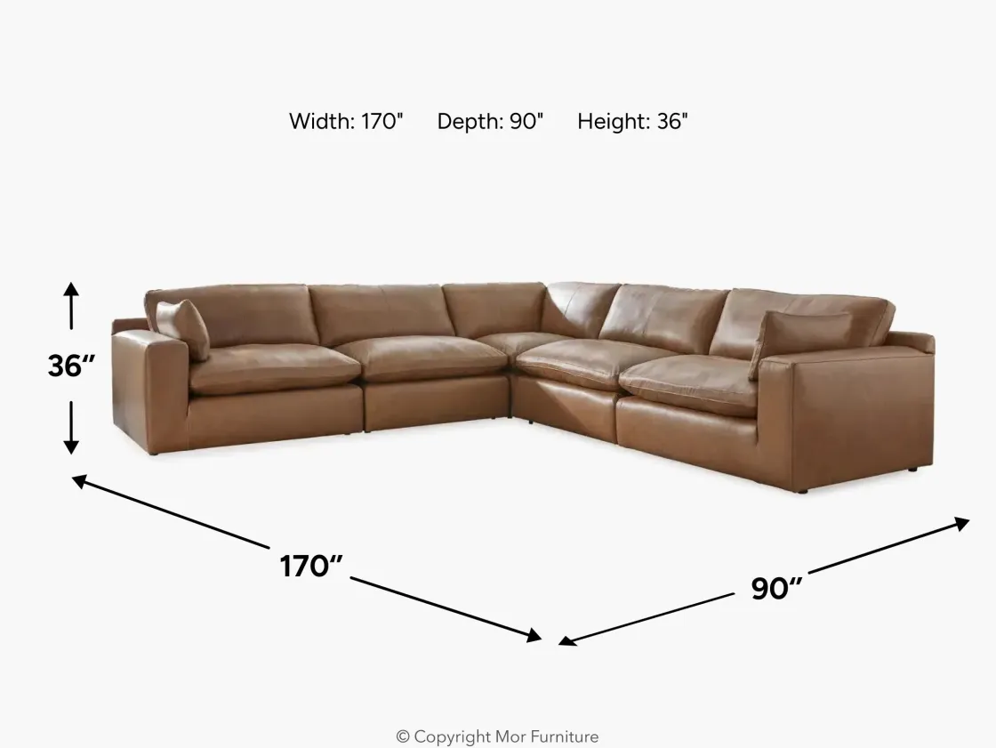 Mor Furniture Emillia 6 Piece Sectional In Caramel