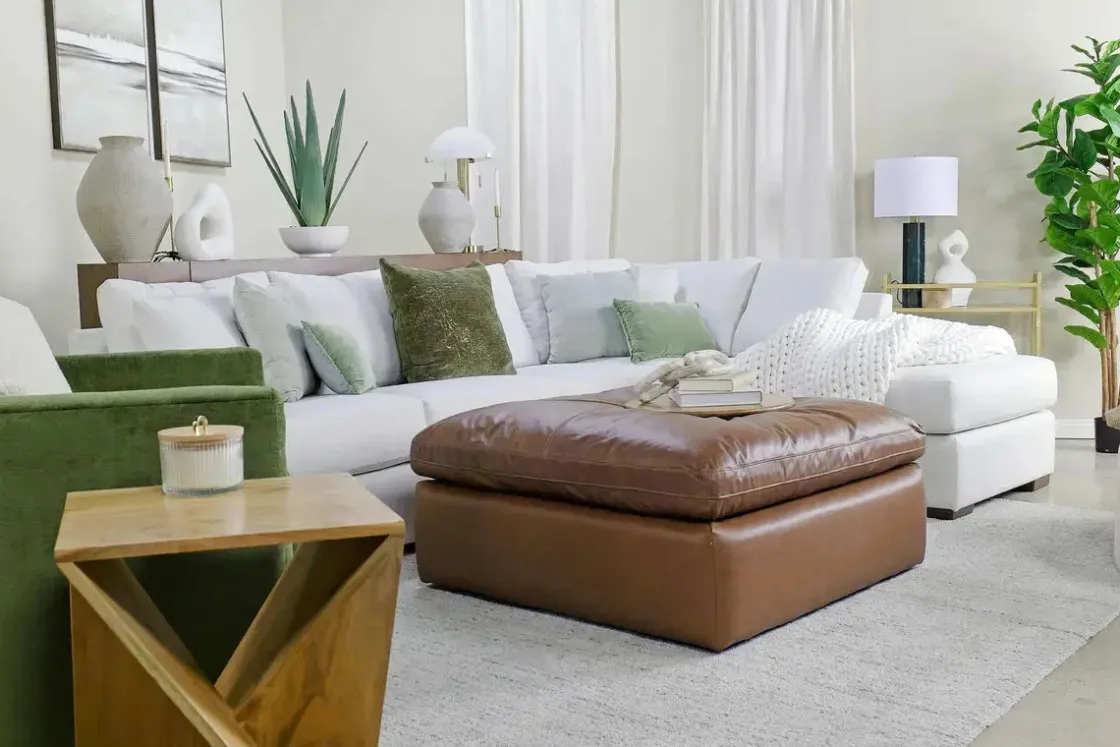 Mor Furniture Emillia Oversized Ottoman In Caramel Leather