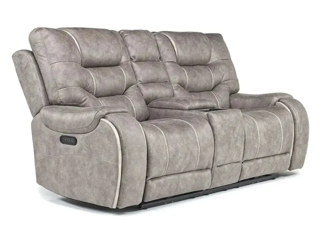 Mor Furniture Estilo 2 Power Console Loveseat In Canyon Gray