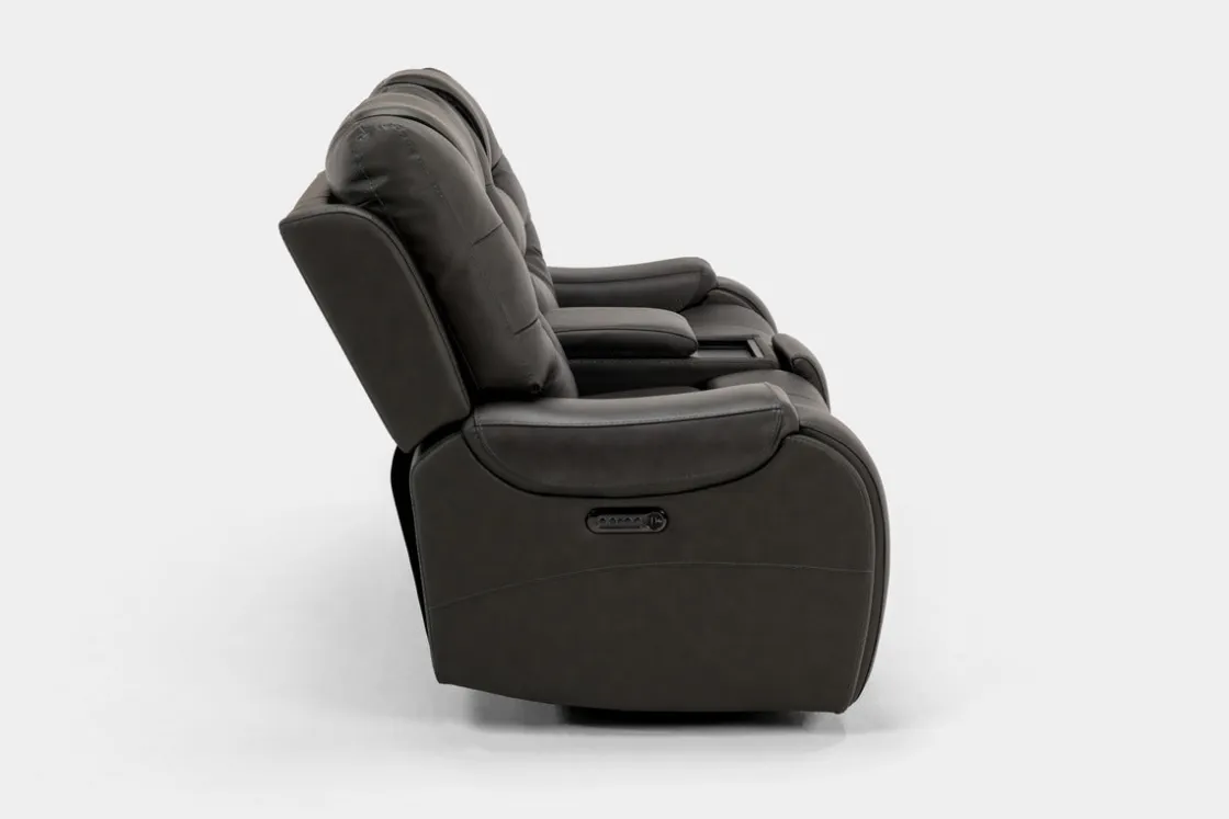 Mor Furniture Estilo 2 Power Console Loveseat In Canyon Gray