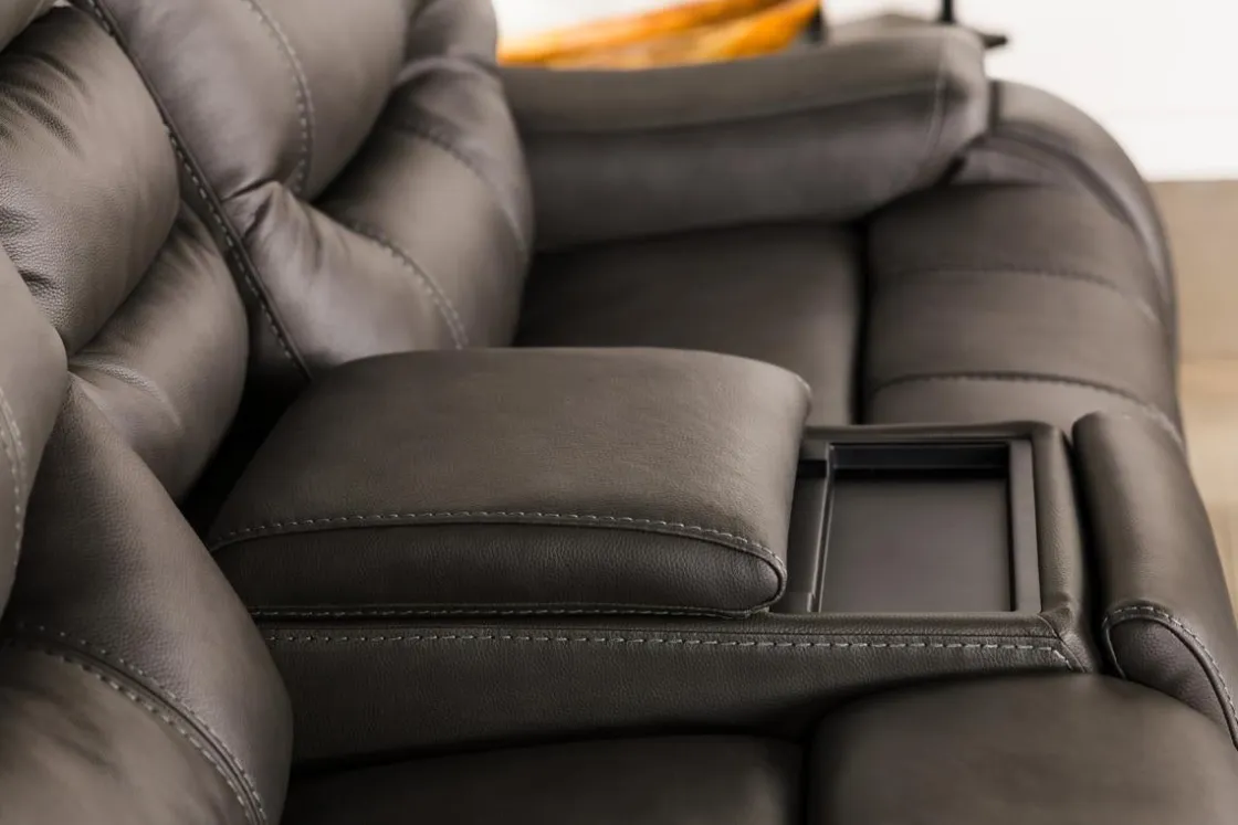 Mor Furniture Estilo 2 Power Console Loveseat In Canyon Gray