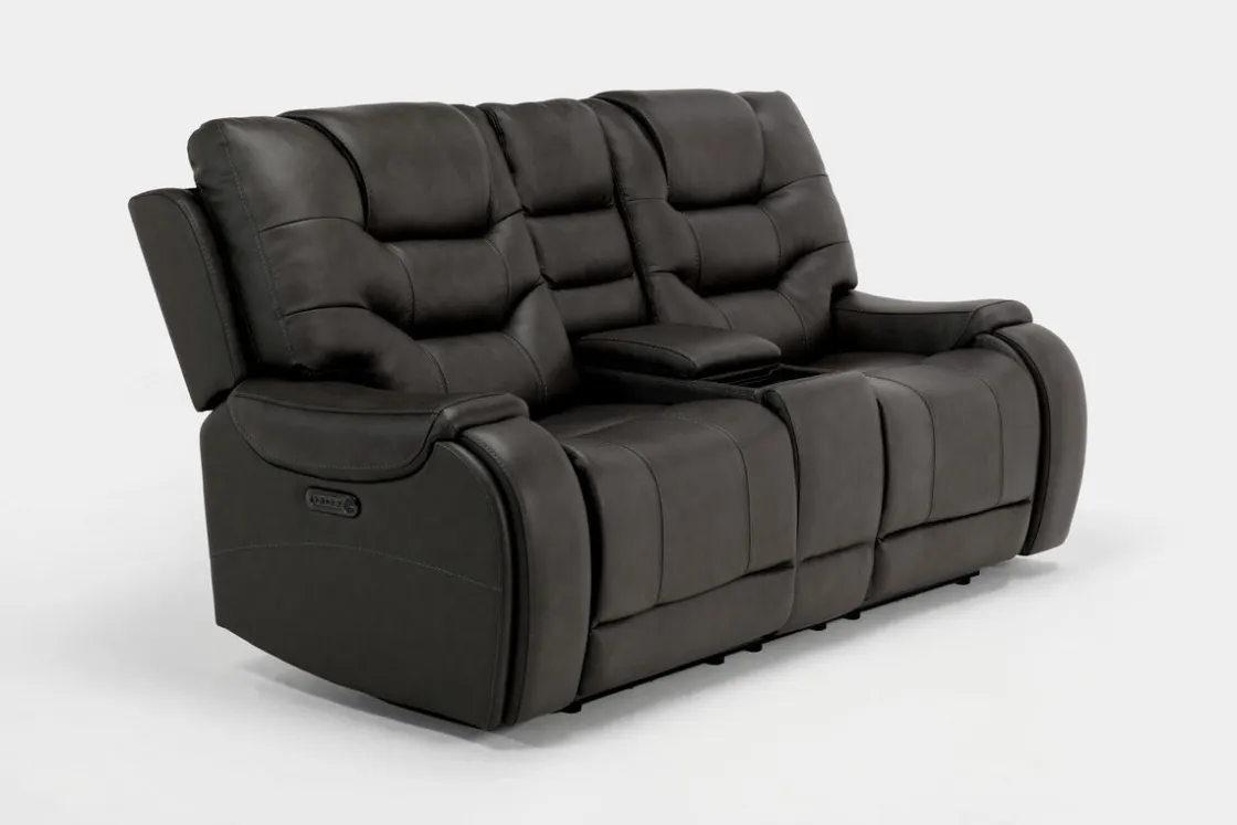 Mor Furniture Estilo 2 Power Console Loveseat In Canyon Gray