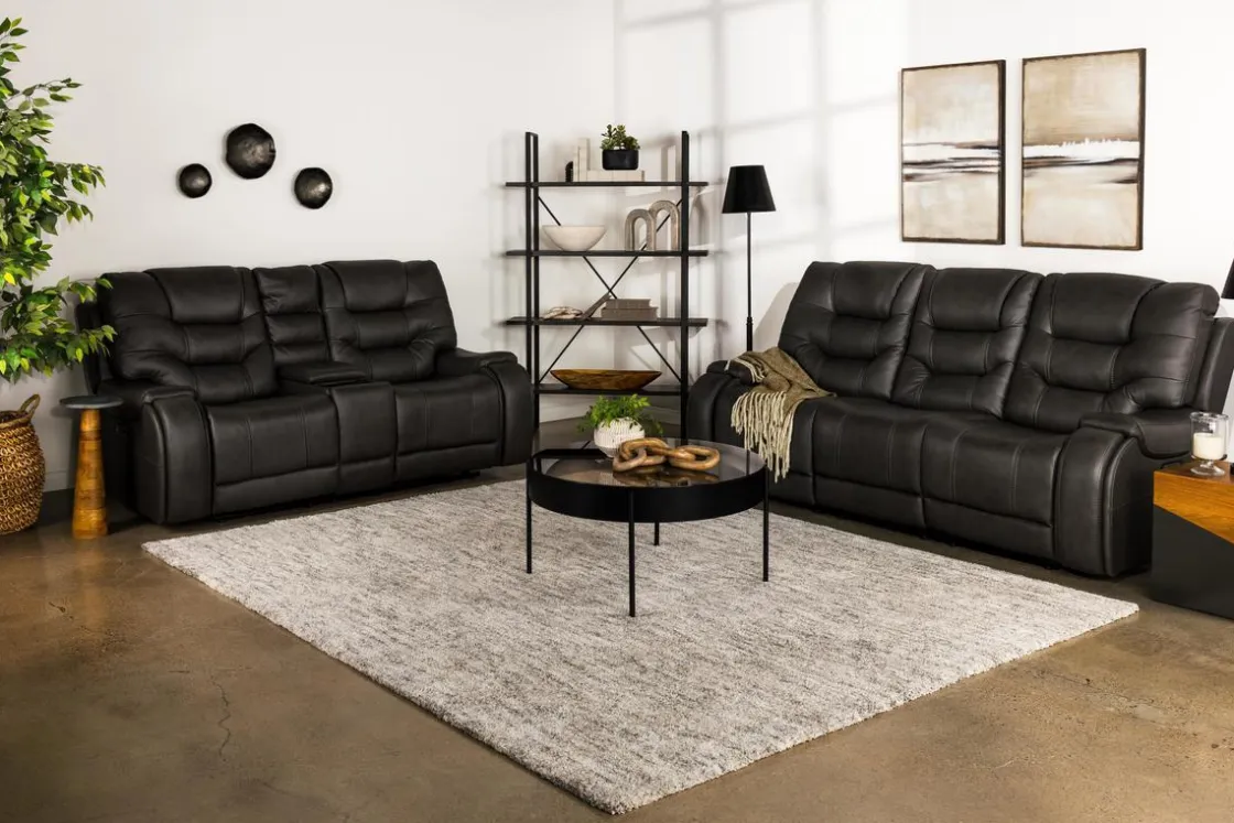 Mor Furniture Estilo 2 Power Console Loveseat In Canyon Gray