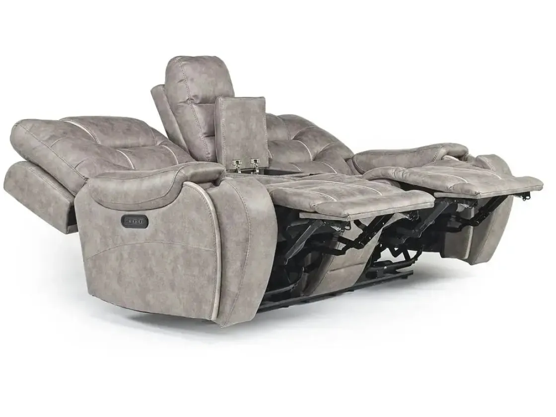 Mor Furniture Estilo 2 Power Console Loveseat In Canyon Gray