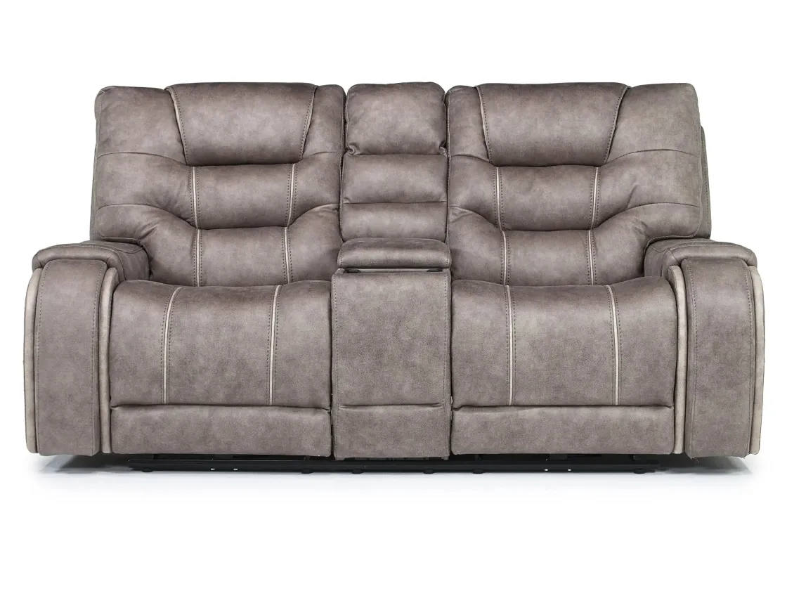 Mor Furniture Estilo 2 Power Console Loveseat In Canyon Gray