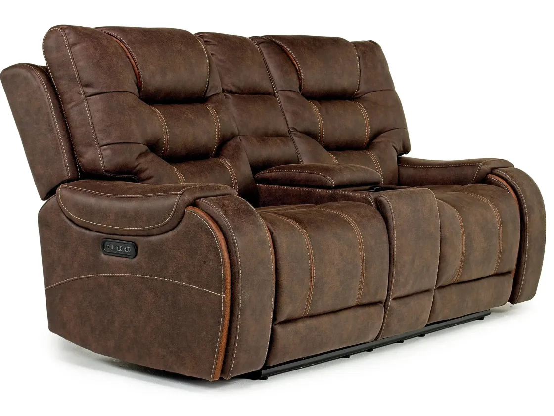 Mor Furniture Estilo 2 Power Console Loveseat In Canyon Gray