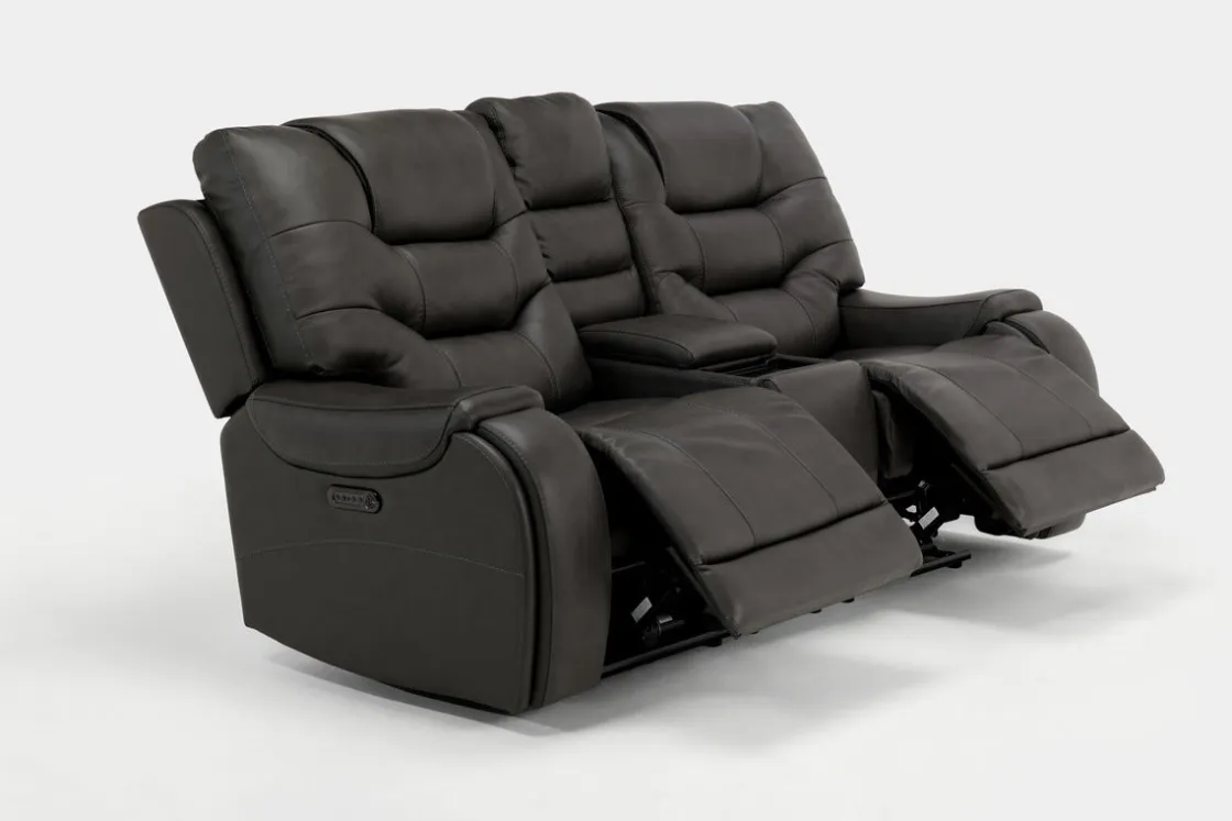 Mor Furniture Estilo 2 Power Console Loveseat In Canyon Gray