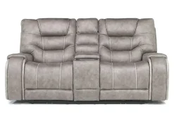 Mor Furniture Estilo 2 Power Console Loveseat In Canyon Gray