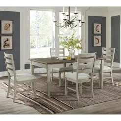 Mor Furniture Farmington Side Chair In Medium Brown/Washed Stone, Set Of 2