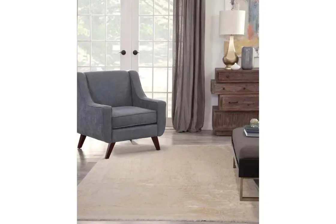 Mor Furniture Faux Mink Luxe Rug In Ivory, 5’ X 8’