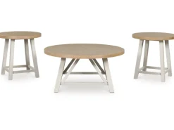 Mor Furniture Fawndell Coffee Table & 2 End Tables In Antique White/Brown