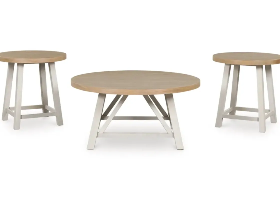 Mor Furniture Fawndell Coffee Table & 2 End Tables In Antique White/Brown