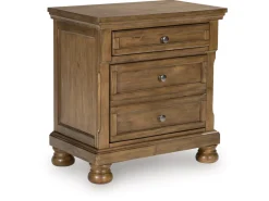 Mor Furniture Feddinger Panel Bed, Dresser, Mirror & Nightstand In Medium Brown, Queen