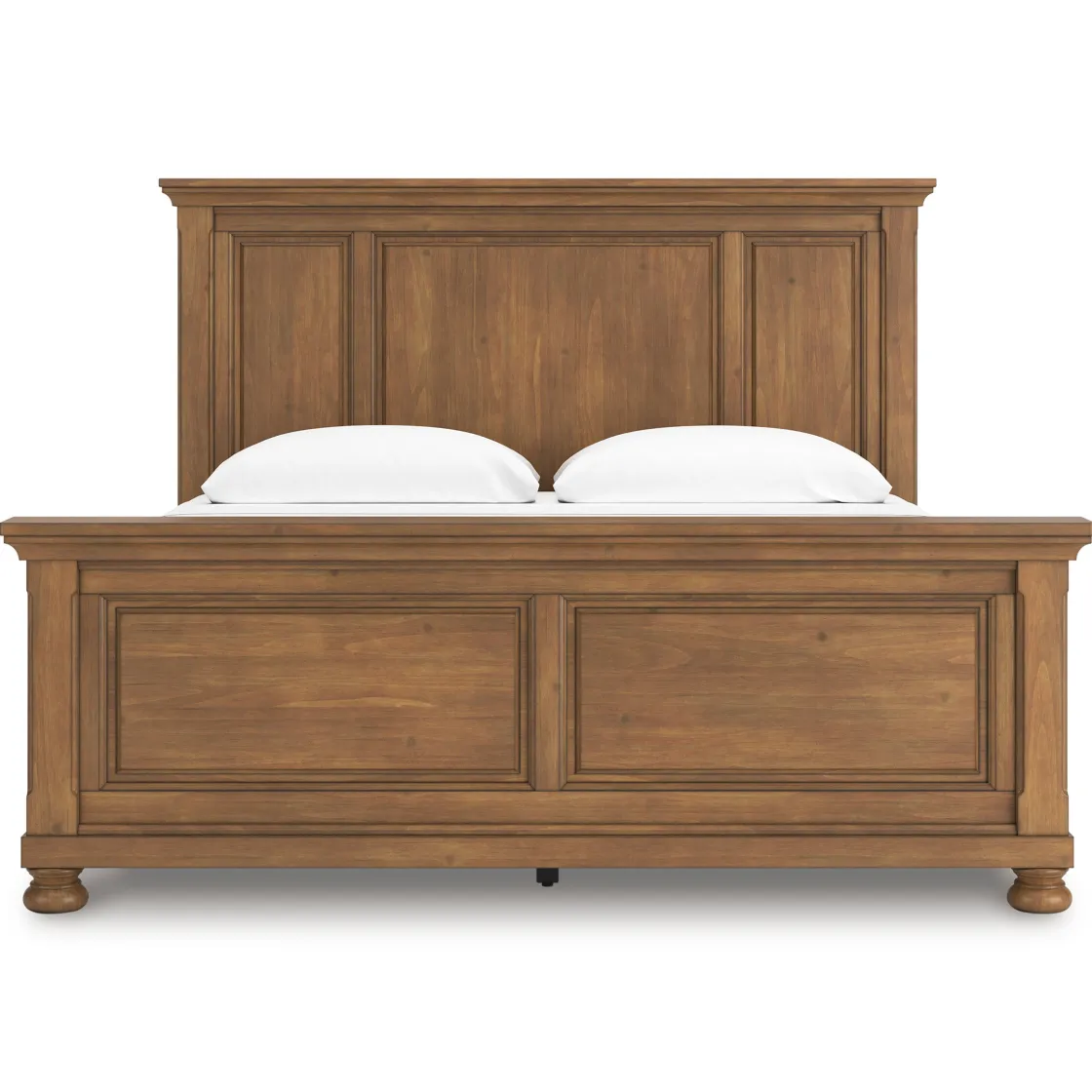 Mor Furniture Feddinger Panel Bed, Dresser, Mirror & Nightstand In Medium Brown, Queen