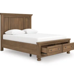 Mor Furniture Feddinger Panel Bed With Storage In Medium Brown, Queen