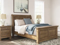 Mor Furniture Feddinger Sleigh Bed In Medium Brown, Queen