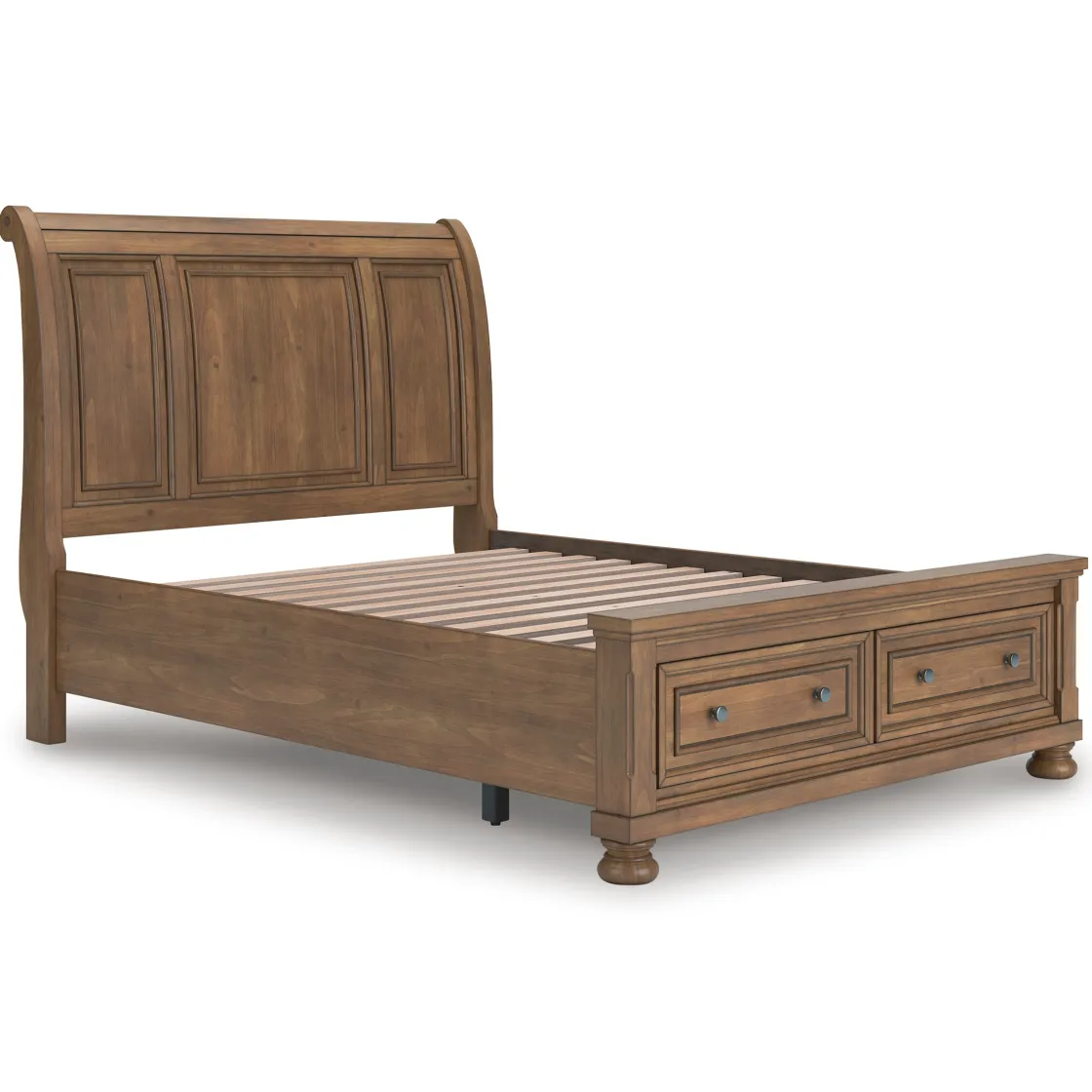 Mor Furniture Feddinger Sleigh Bed With Storage In Medium Brown, Queen