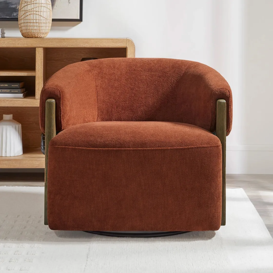 Mor Furniture Finley Swivel Chair In Rust