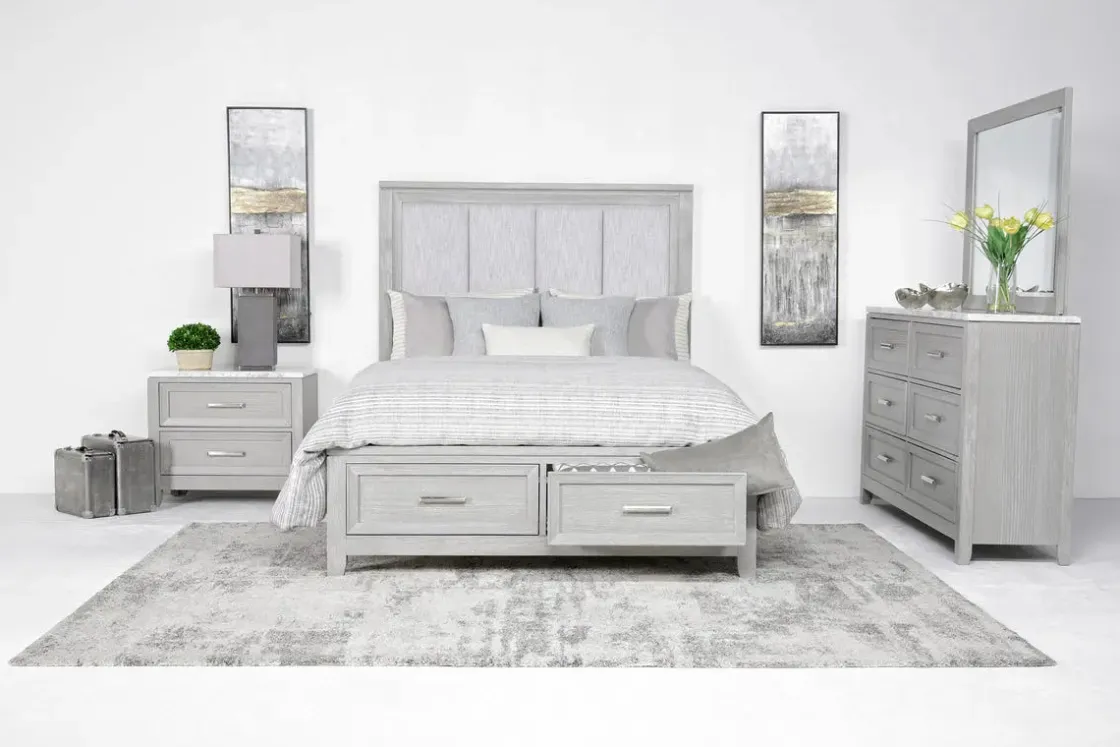 Mor Furniture Fiona Storage Bed In Mist Gray, Queen