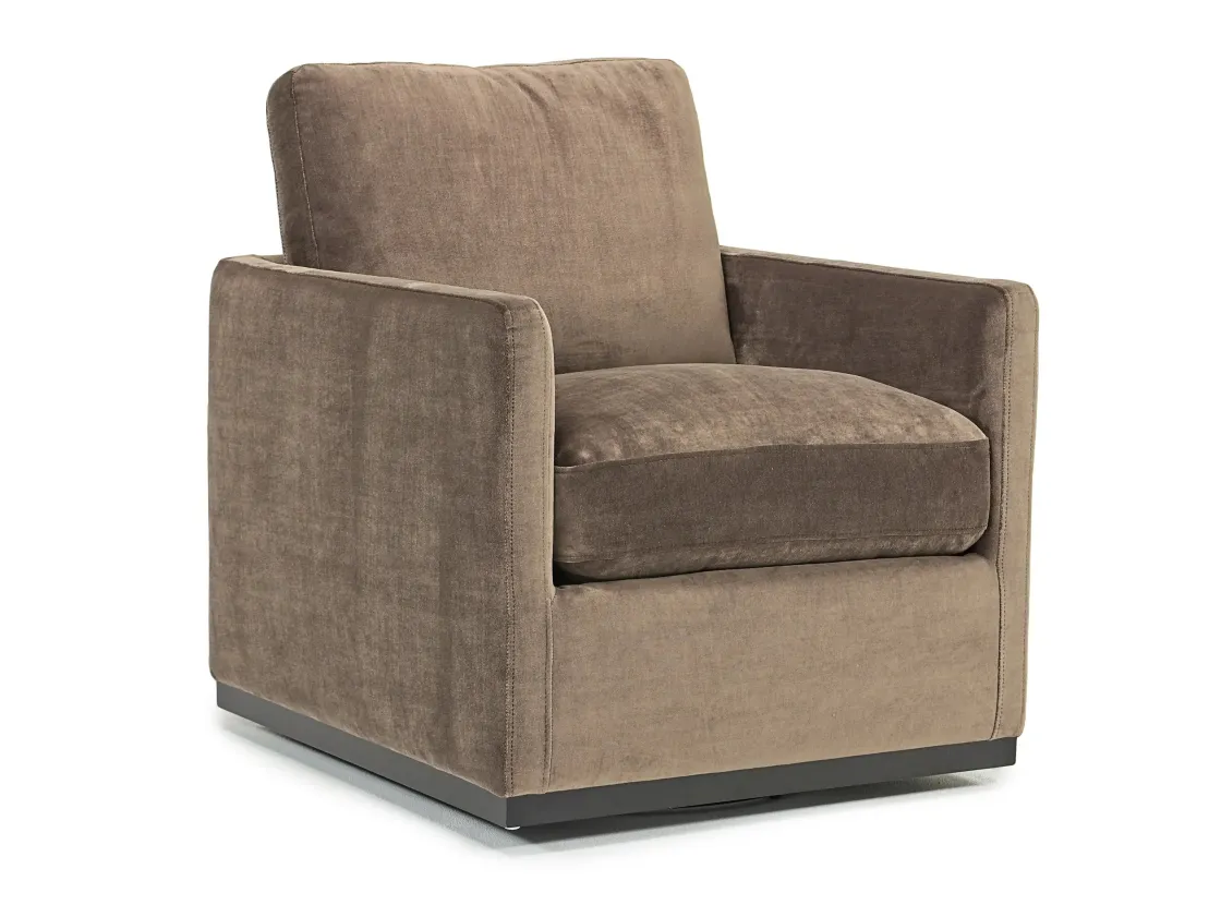 Mor Furniture Flax Swivel Chair In Coffee Leather
