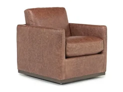 Mor Furniture Flax Swivel Chair In Coffee Leather